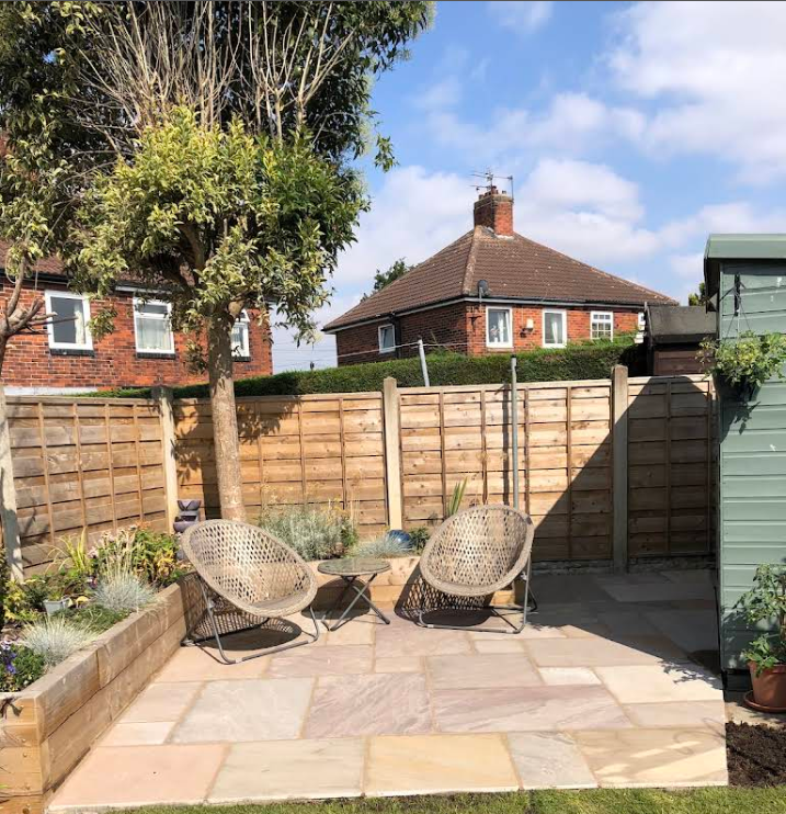 Relaxing patio area in garden